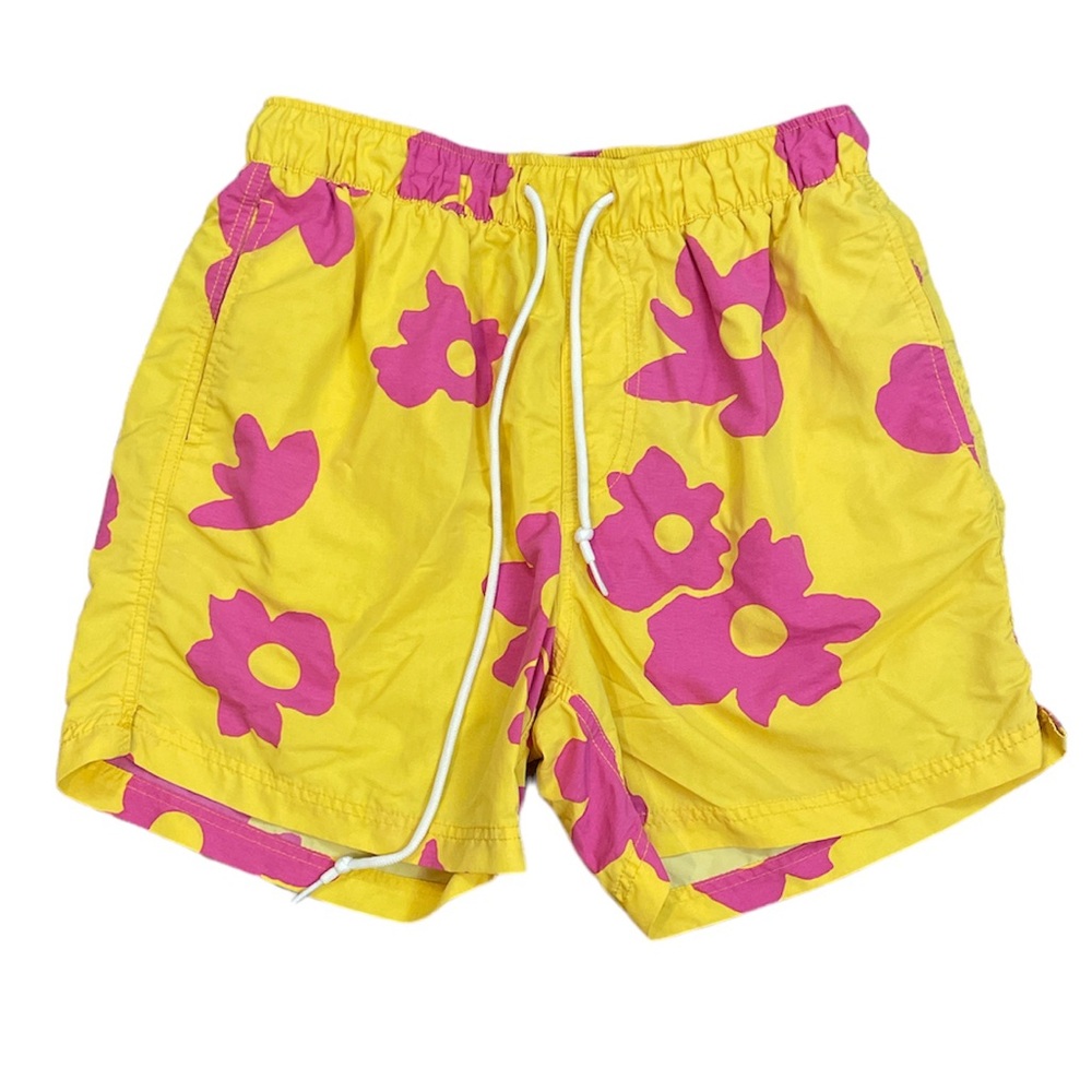 Urban Outfitters Daisy Print Swim Shorts Trunks Pink Yellow Size Medium